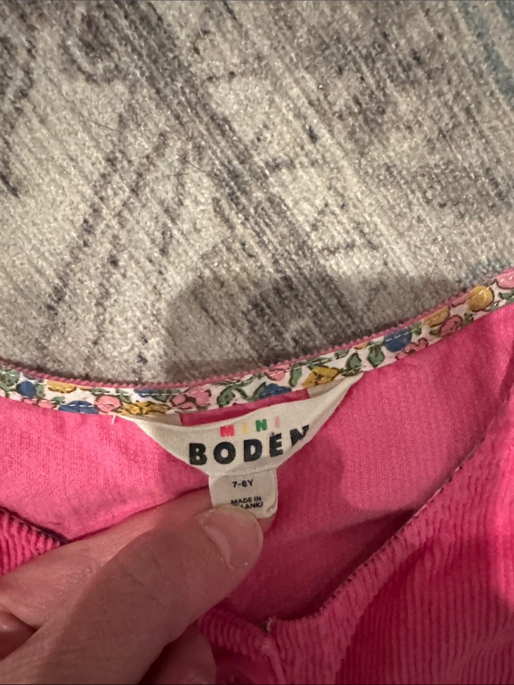 Mini Boden Hot Pink Corduroy Button-Front Dress - Picture 3 of 6